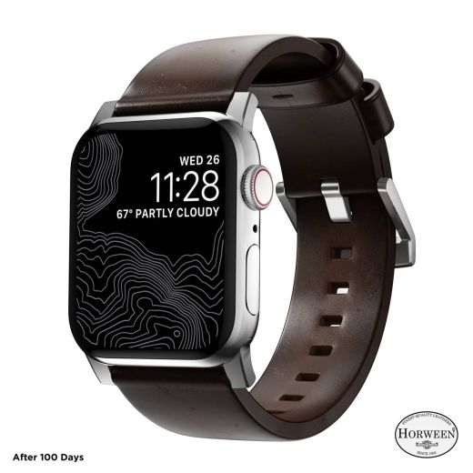 Шкіряний ремінець Nomad Modern Band Horween Leather Rustic Brown / Silver Hardware для Apple Watch 49мм | 46мм | 45мм | 44мм