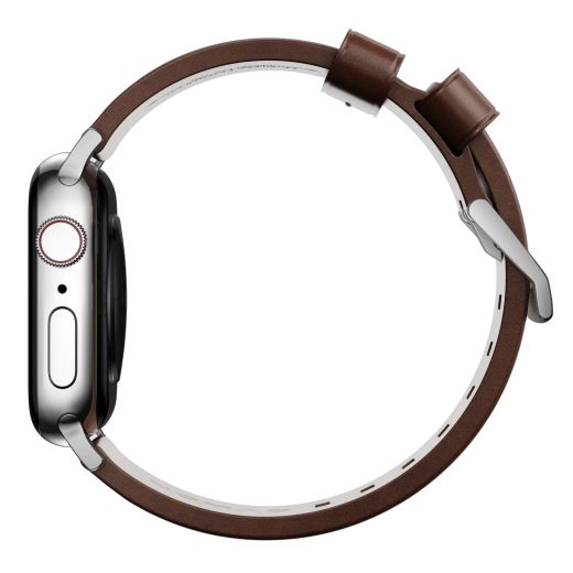 Кожаный ремешок Nomad Modern Band Brown Leather / Silver Hardware для Apple Watch 49мм | 45мм | 44мм (NM1A4RSM00)