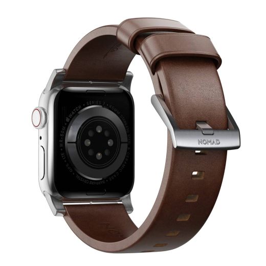Шкіряний ремінець Nomad Modern Band Horween Leather Rustic Brown / Silver Hardware для Apple Watch 49мм | 46мм | 45мм | 44мм