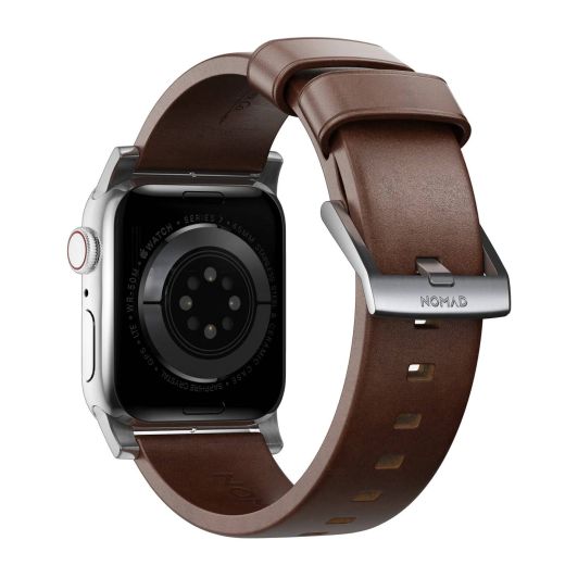 Кожаный ремешок Nomad Modern Band Horween Leather Rustic Brown / Silver Hardware для Apple Watch 49мм | 45мм | 44мм