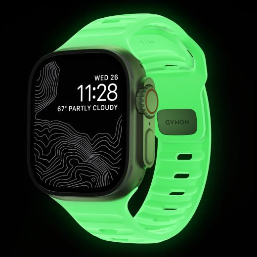 Силіконовий ремінець, що світиться в темряві Nomad Sport Band Glow 2.0 для Apple Watch 49мм | 46мм | 45мм | 44мм (Limited Edition)