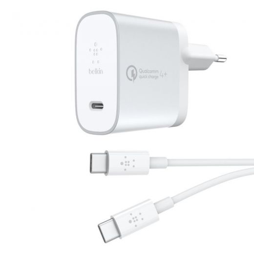 Сетевое зарядное устройство Belkin Home Charger 27W Power Delivery/Quick Charge 4.0, USB-C 1.2m, Silver (F7U074VF04-SLV)