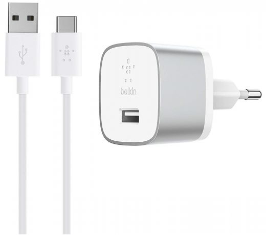Сетевое зарядное устройство Belkin Home Quick Charger 18W USB 3.0A, USB-C, 1.2m, Silver (F7U034VF04-SLV)