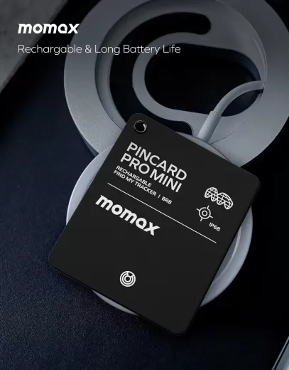 Трекер-карта Momax PinCard Pro Mini Rechargeable Find My Tracker Black
