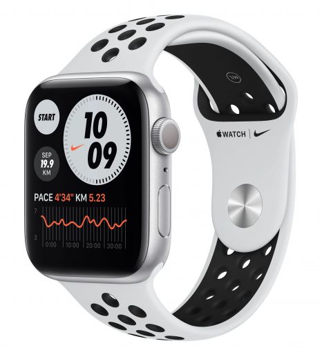 Apple Watch Nike SE GPS 44mm Silver Aluminum Case w. Pure Platinum/Black Nike Sport B. (MYYH2)