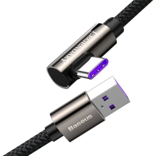 Кабель Baseus Legend Series Elbow Fast Charging Data Cable USB-A to Type-C 66W 2m Black (CATCS-C01)