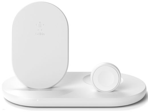 Бездротова зарядка Belkin 3-in-1 Wireless Pad/Stand/Apple Watch White (WIZ001VFWH)