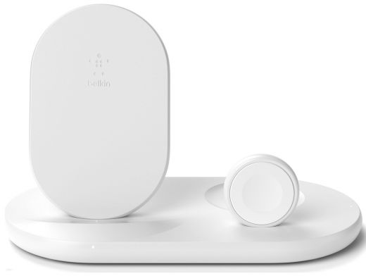 Беспроводная зарядка Belkin 3-in-1 Wireless Pad/Stand/Apple Watch White (WIZ001VFWH)