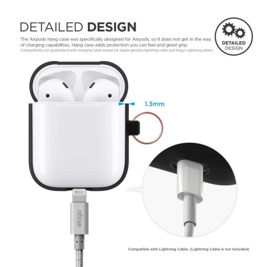 Чехол Elago Hang Black з карабином для Apple AirPods