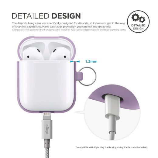 Чехол Elago Hang Lavender з карабином для Apple AirPods