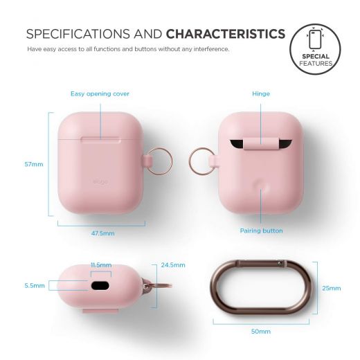 Чехол Elago Hang Lovely Pink з карабином для Apple AirPods