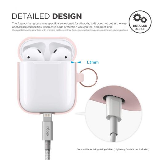 Чехол Elago Hang Lovely Pink з карабином для Apple AirPods