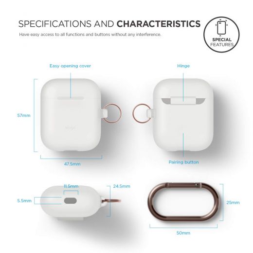 Светящийся силиконовый чехол Elago Hang Nightglow Blue з карабином для Apple AirPods