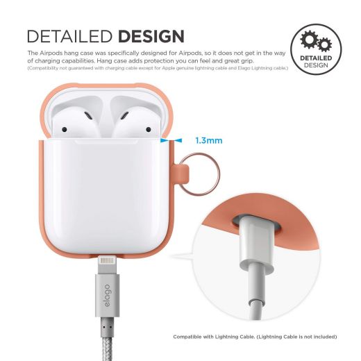 Чехол Elago Hang Peach з карабином для Apple AirPods