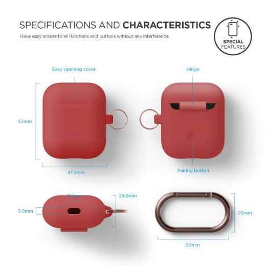 Чехол Elago Hang Red з карабином для Apple AirPods