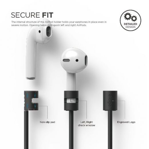 Утримувач Elago Strap Black для Apple AirPods