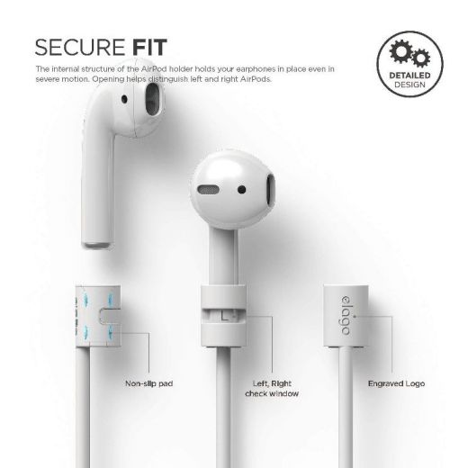 Утримувач Elago Strap White для Apple AirPods