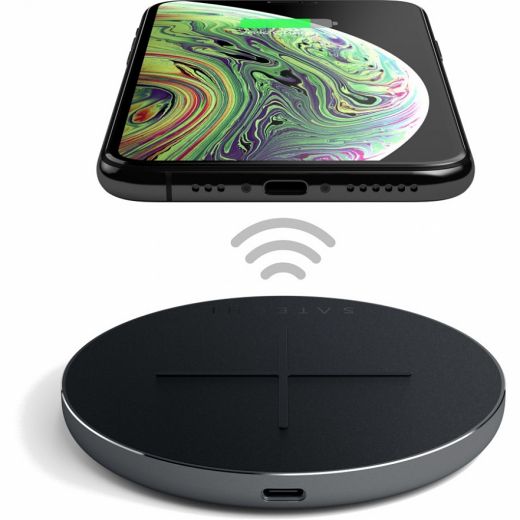 Беспроводная зарядка Satechi Aluminum Fast Wireless Charger Space Grey (ST-IWCBM)