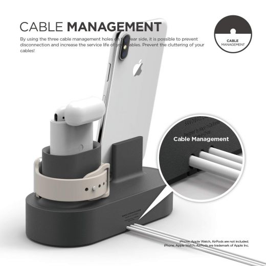 Док-станція Elago Charging Hub Dark Grey для iPhone/Apple Watch/AirPods