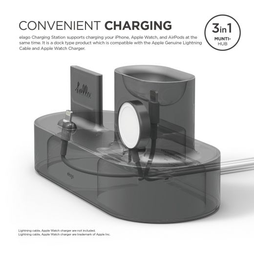Док-станція Elago Charging Hub Dark Grey для iPhone/Apple Watch/AirPods
