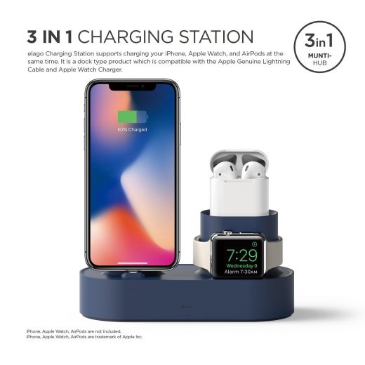 Док-станция Elago Charging Hub Jean Indigo для iPhone/Apple Watch/AirPods