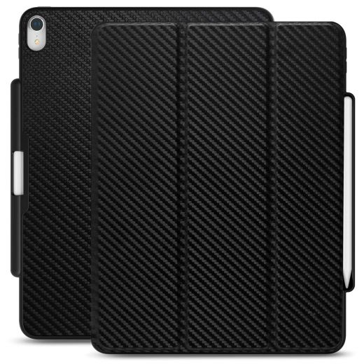 Чехол Khomo Dual Case Cover with Pencil Holder Carbon Fiber для Apple iPad Pro 12.9’ (2018)