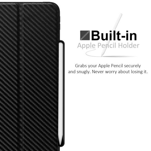 Чехол Khomo Dual Case Cover with Pencil Holder Carbon Fiber для Apple iPad Pro 12.9’ (2018)