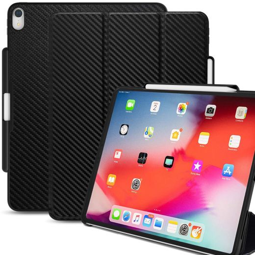 Чехол Khomo Dual Case Cover with Pencil Holder Carbon Fiber для Apple iPad Pro 12.9’ (2018)