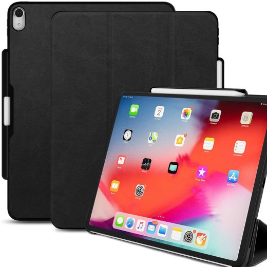 Чехол Khomo Dual Case Cover with Pencil Holder Leather Black для Apple iPad Pro 12.9’ (2018)