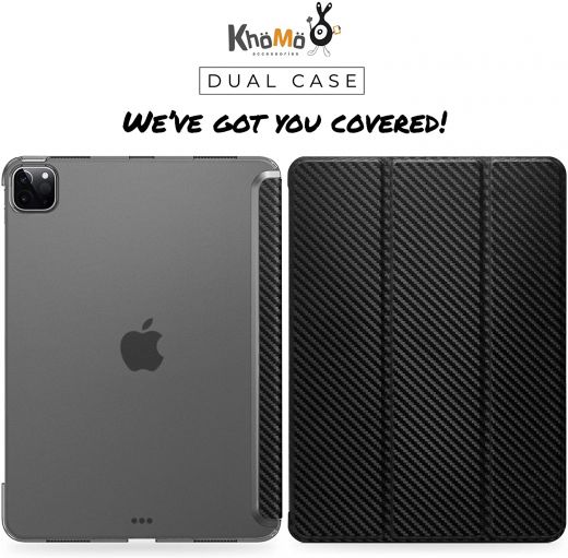 Чехол Khomo Dual Hybrid See Through Series Carbon Fiber Black для iPad Pro 11" (2020)