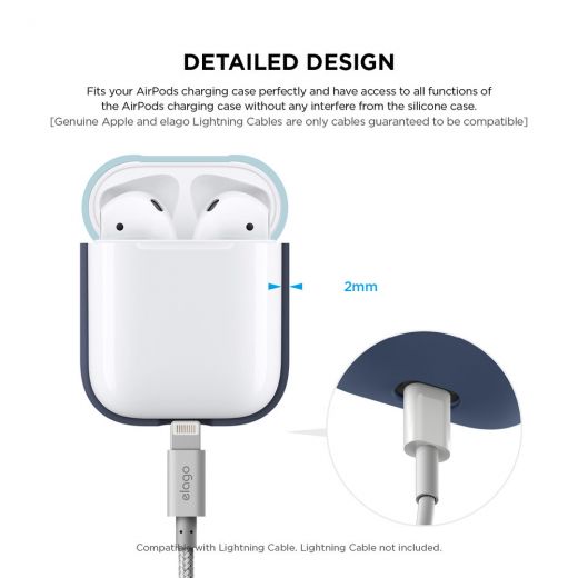 Чехол Elago Silicone Duo Case Jean Indigo/Pastel Blue/Italian Rose (EAPDO-JIN-PBLIR) для Airpods