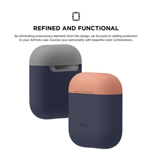 Чехол Elago Silicone Duo Case Jean Indigo/Peach/Medium Grey (EAPDO-JIN-PEMGY) для Airpods