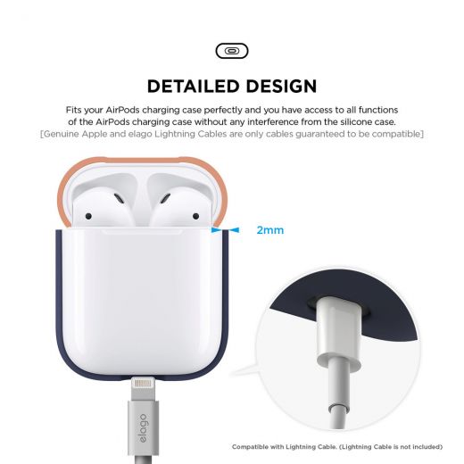 Чехол Elago Silicone Duo Case Jean Indigo/Peach/Medium Grey (EAPDO-JIN-PEMGY) для Airpods