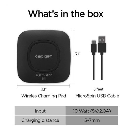 Беспроводная зарядка Spigen Essential® F301W Wireless Charger Black