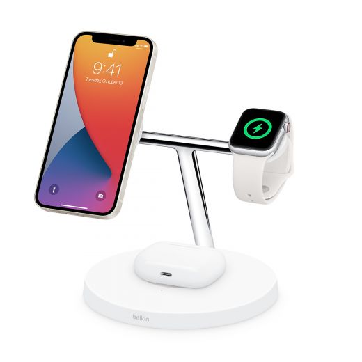 Беспроводная зарядка Belkin 3-in-1 Wireless Charger Magsafe White (WIZ009VFWH)