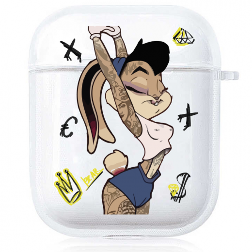 Прозорий силіконовий чохол Hustle Case Lola Bunny Clear для AirPods 1 | 2