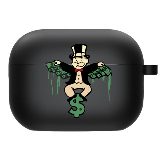 Силиконовый чехол Hustle Case Monopoly Dollar Black для AirPods Pro