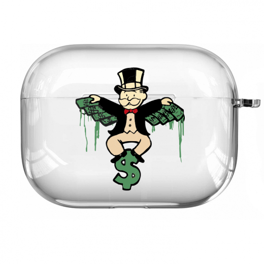 Прозрачный силиконовый чехол Hustle Case Monopoly Dollar Clear для AirPods Pro