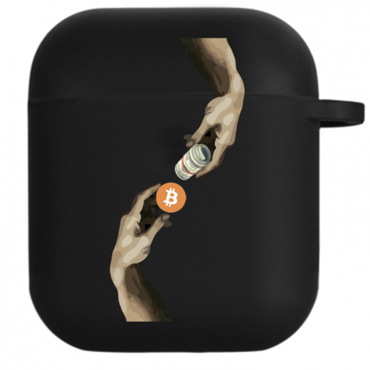 Силиконовый чехол Hustle Case Hands BTC=Money Black для AirPods 1 | 2