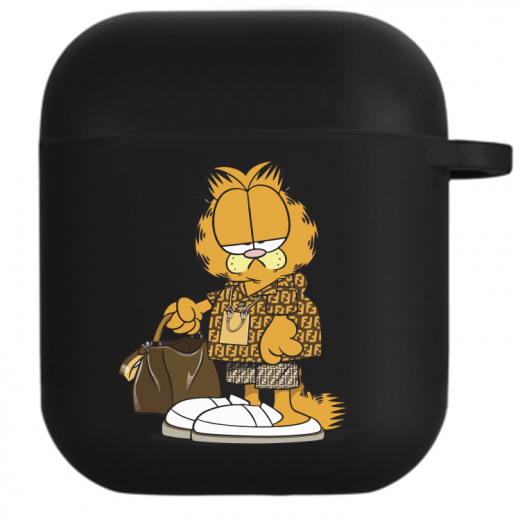Силіконовий чохол Hustle Case Garfield Black для AirPods 1 | 2