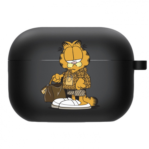 Силиконовый чехол Hustle Case Garfield Black для AirPods Pro