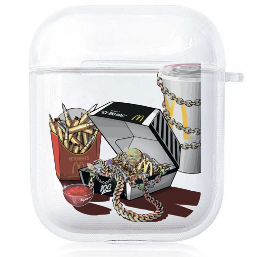 Прозорий силіконовий чохол Hustle Case Ice Big Mac Clear для AirPods 1 | 2