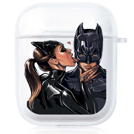 Прозорий силіконовий чохол Hustle Case Batman Love Clear для AirPods 1 | 2