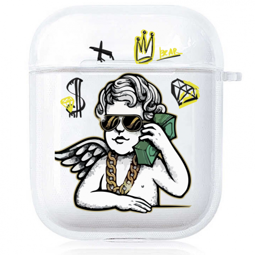 Прозорий силіконовий чохол Hustle Case Business Angel Clear для AirPods 1 | 2