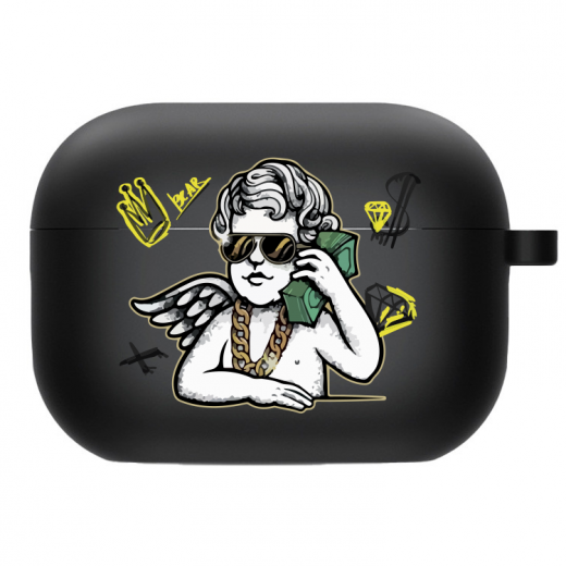 Силиконовый чехол Hustle Case Business Angel Black для AirPods Pro