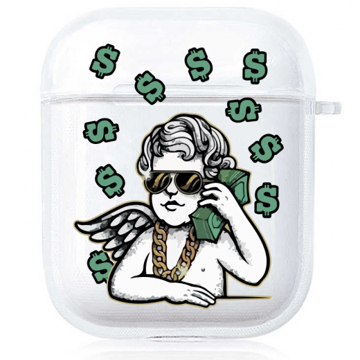 Прозорий силіконовий чохол Hustle Case Business Angel 2 Clear для AirPods 1 | 2