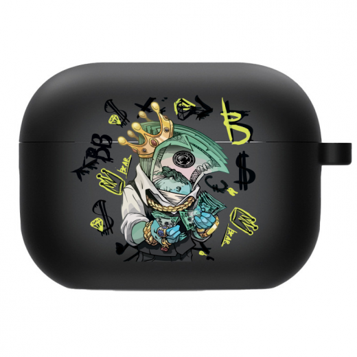 Силиконовый чехол Hustle Case Mr.Bucks Black для AirPods Pro