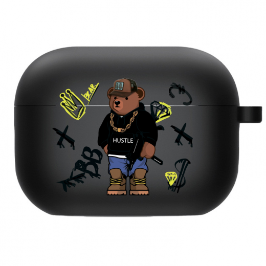 Силиконовый чехол Hustle Case Bear Hustle Black для AirPods Pro