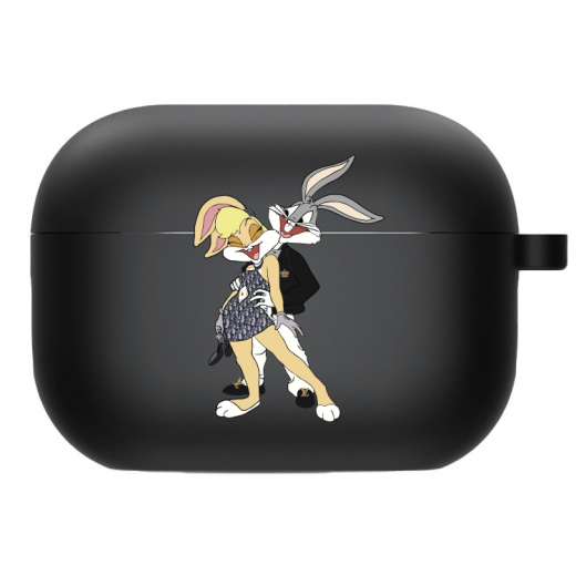 Силиконовый чехол Hustle Case Bunny Love Black для AirPods Pro