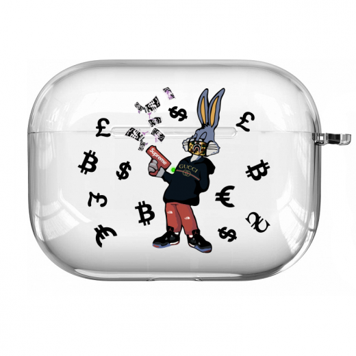 Прозорий силіконовий чохол Hustle Case Bucks Bunny Gun Clear для AirPods Pro